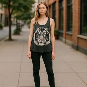 Cold Crush Gray Tiger Graphic Tank Top